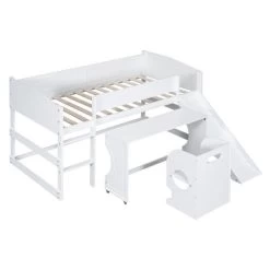 Low Study Loft Bed With Rolling Portable Desk And Chair - ModernLuxe -Professional Childrens Furniture Store GUEST cca2f9c5 2398 45df 82d0 1ea9fea2b836