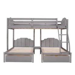 Full Over Twin & Twin Bunk Bed, Velvet Triple Bunk Bed With Drawers And Guardrails-ModernLuxe -Professional Childrens Furniture Store GUEST cd966953 4d7f 4d80 ad93 2dd8b423c99a