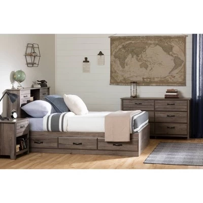 Full Ulysses Mates Bed With 3 Drawers Fall Oak - South Shore 1 Full Ulysses Mates Bed With 3 Drawers Fall Oak - South Shore