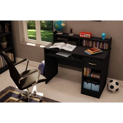 Axess Desk With Keyboard Tray Pure Black - South Shore 1 Axess Desk With Keyboard Tray Pure Black - South Shore
