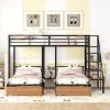 Full Over Twin-Twin Triple Bunk Bed With Drawers And Staircase - ModernLuxe