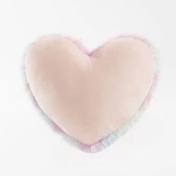 Teen Rainbow Tie Dye Fur Heart Throw Pillow Yellow/Blue/Pink - Makers Collective