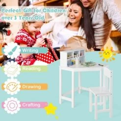 Costway Kids Corner Desk & Chair Set Wooden Study Writing Workstation With Storage & Hutch -Professional Childrens Furniture Store GUEST d3666d76 cc4d 4c50 b3d8 6eb877a1b239