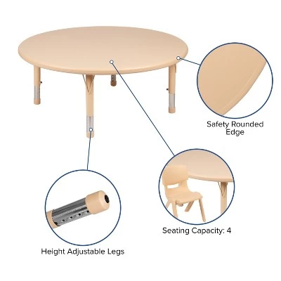 Flash Furniture 45" Round Plastic Height Adjustable Activity Table 8 Flash Furniture 45" Round Plastic Height Adjustable Activity Table - Image 8