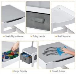 Costway Kids Table Chairs Set With Storage Boxes Blackboard Whiteboard Drawing GreyNature -Professional Childrens Furniture Store GUEST d64e06ad 990a 49ea ae1a 1dafe2b11073