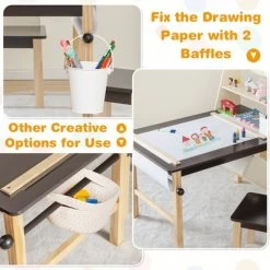 Costway Kids Art Table & Chairs Set Wooden Drawing Desk With Paper Roll Storage Shelf Bins -Professional Childrens Furniture Store GUEST d7047734 a0f0 47ed acdc 959ac8bbfa06