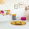 Deerlux Emoji Style Round Funny Smiley Face Kids Area Rug, Grinning Emoji Rug