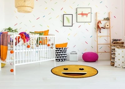 Deerlux Emoji Style Round Funny Smiley Face Kids Area Rug, Grinning Emoji Rug 1 Deerlux Emoji Style Round Funny Smiley Face Kids Area Rug, Grinning Emoji Rug