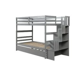 Twin Over Twin Bunk Bed With Trundle, Stairs And Storage Shelves-ModernLuxe -Professional Childrens Furniture Store GUEST da55cb1f d590 4915 8444 b7d8413a4869