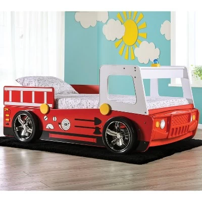Twin Kamphora Fire Truck Engine Youth Bed - Red - MiBasics 1 Twin Kamphora Fire Truck Engine Youth Bed - Red - MiBasics