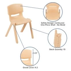 Emma And Oliver 4 Pack Plastic Stackable K-2 School Chair With 13.25"H Seat -Professional Childrens Furniture Store GUEST dea4f334 7386 4e15 898e d3bfbd864f53