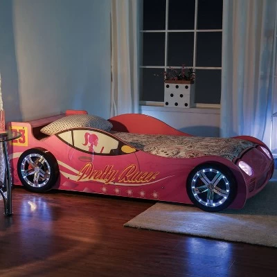 Twin Naglin Racing Car Bed With Led Headlight Pink - HOMES: Inside + Out 2 Twin Naglin Racing Car Bed With Led Headlight Pink - HOMES: Inside + Out - Image 2