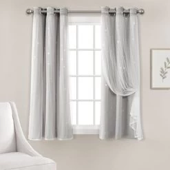 Star Sheer Insulated Grommet Blackout Window Curtain Panel Set - Lush Décor