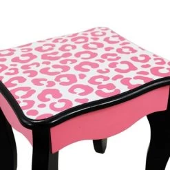 Fashion Leopard Prints Gisele Play Wooden Vanity Set Pink / Black - Teamson Kids -Professional Childrens Furniture Store GUEST dfa43ade 0f84 44ad bba6 3fabb6c32e9f