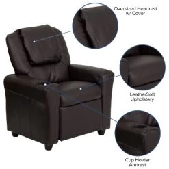 Emma And Oliver Contemporary Kids Recliner With Cup Holder And Headrest -Professional Childrens Furniture Store GUEST dfc57edb dc8d 4480 a585 4127ef80ae82