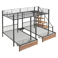 Full Over Twin-Twin Triple Bunk Bed With Drawers And Staircase - ModernLuxe -Professional Childrens Furniture Store GUEST e1902039 6587 4739 94ee 3997f2015b72