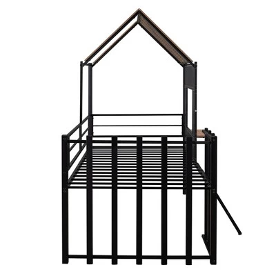 Metal Twin Size Loft Bed With Roof, Windows, Railing And Ladder - ModernLuxe 7 Metal Twin Size Loft Bed With Roof, Windows, Railing And Ladder - ModernLuxe - Image 7