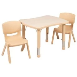 Flash Furniture 21.875"W X 26.625"L Rectangular Plastic Height Adjustable Activity Table Set With 2 Chairs -Professional Childrens Furniture Store GUEST e1ffdc84 da79 49a4 a75d c76f0fd4b209
