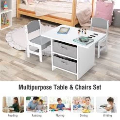 Babyjoy Kids Art Play Wood Table And 2 Chairs Set W/ Storage Baskets Puzzle -Professional Childrens Furniture Store GUEST e294d76e 98d7 4060 bee2 2e023575e52f