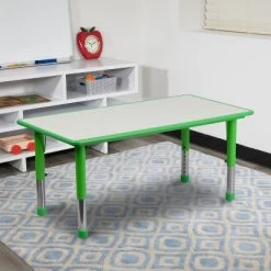 Emma And Oliver 23.625"W X 47.25"L Rectangular Plastic Height Adjustable Activity Table