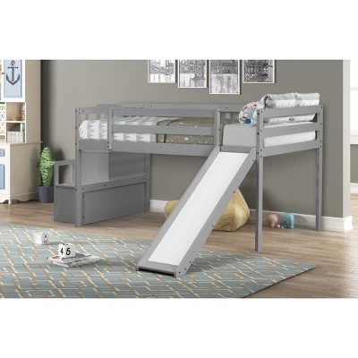 Twin Size Loft Bed With Staircase, Safety Guardrails And Slide-ModernLuxe 1 Twin Size Loft Bed With Staircase, Safety Guardrails And Slide-ModernLuxe