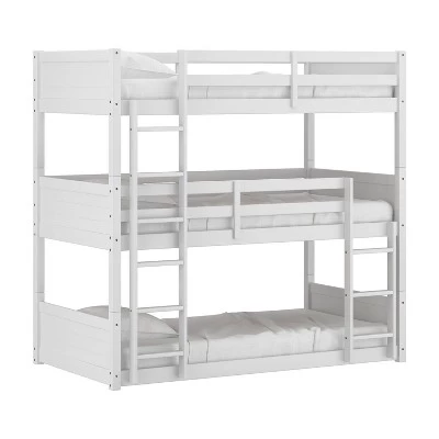 Twin Capri Wood Triple Bunk Bed White - Hillsdale Furniture 1 Twin Capri Wood Triple Bunk Bed White - Hillsdale Furniture