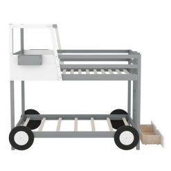 Twin Over Twin Car-Shaped Bunk Bed With Wheels, Drawers And Shelves, Gray - ModernLuxe -Professional Childrens Furniture Store GUEST e5709583 6499 4211 bd66 1cdae88ef0c6