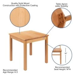 Emma And Oliver Kids Natural Solid Wood Table And Chair Set For Classroom, Playroom, Kitchen -Professional Childrens Furniture Store GUEST e5a73c9b d6bc 4c93 914c a3c34aa32636