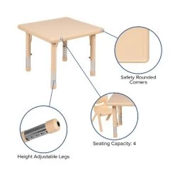 Emma And Oliver 24" Square Plastic Height Adjustable Activity Table Set With 2 Chairs -Professional Childrens Furniture Store GUEST e617f658 a911 4995 b5a8 b9c3f8071dd6