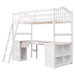 Twin Size Wooden Loft Bed With Drawers, Cabinet, Shelves And Desk-ModernLuxe -Professional Childrens Furniture Store GUEST e671a7f9 1d12 4868 9f67 76f674e7e9a0