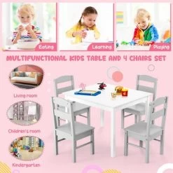 Costway Kids 5 Piece Table & Chair Set Wooden Children Activity Playroom Furniture Gift -Professional Childrens Furniture Store GUEST e69c37eb 6777 4ef9 83b7 e4d5ef4fce65