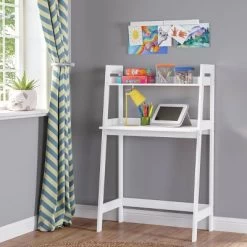 Kids' Desk With Ladder Shelf Storage And 2 Bonus Magnetic Art Display Bars White - RiverRidge Home -Professional Childrens Furniture Store GUEST e76461f9 1050 4bd6 9ae5 4c8619ccf4d2