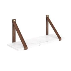 Brandon Vintage Matte Faux Marble Wall Shelf Brown - Nathan James