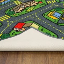 Jungtier Boy & Girl Kids Retro City Road Car Vehicle Traffic Educational Learning & Game Play Nursery Bedroom Classroom Rug Carpet, 2' 7" X 5' 0" -Professional Childrens Furniture Store GUEST ea80fe18 fa15 45ed 8ee7 47d68830189d