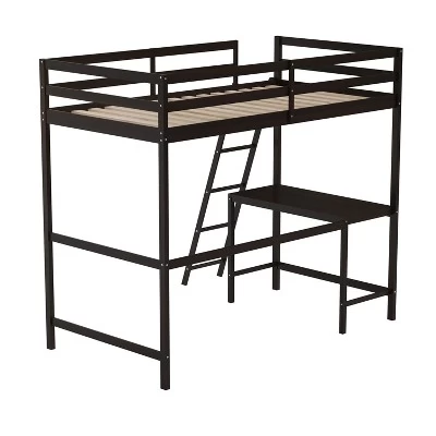 Emma And Oliver Twin Wood Loft Bed Frame With Protective Guardrails And Integrated Desk And Ladder For Use With Any 6-8" Thick Mattress 8 Emma And Oliver Twin Wood Loft Bed Frame With Protective Guardrails And Integrated Desk And Ladder For Use With Any 6-8" Thick Mattress - Image 8