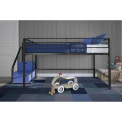 Twin Jamie Junior Loft Bed With Storage Steps Black - Room & Joy -Professional Childrens Furniture Store GUEST eb9710c9 bfce 4b2c a98e 2a0300a86cc4