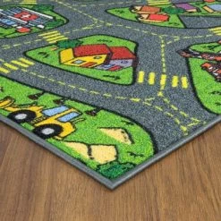 Jungtier Boy & Girl Kids Retro City Road Car Vehicle Traffic Educational Learning & Game Play Nursery Bedroom Classroom Rug Carpet, 2' 7" X 5' 0" -Professional Childrens Furniture Store GUEST ec1784a8 dcb8 48bc 8bcd f5b5362be7a4