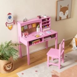 Costway Kids Desk And Chair Set Study Writing Workstation With Hutch & Bulletin Board -Professional Childrens Furniture Store GUEST ec26e1f6 a117 4c4a 9c4c bc485540ebb0