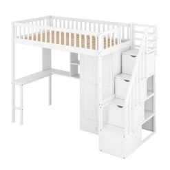 Twin Size Loft Bed With Shelf, Drawers, Desk And Wardrobe - ModernLuxe -Professional Childrens Furniture Store GUEST ec2910ad 9385 4b67 b1d4 29a9a2cb1df5