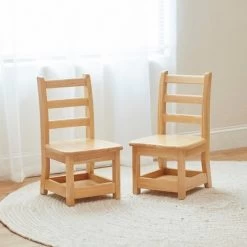 ECR4Kids Three Rung Ladderback Chairs With Storage, 2-Pack - Natural -Professional Childrens Furniture Store GUEST ecf32578 ed20 4c57 881e 53b49df87b89