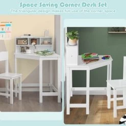 Costway Kids Corner Desk & Chair Set Wooden Study Writing Workstation With Storage & Hutch -Professional Childrens Furniture Store GUEST ed43f469 c685 4170 b3dd 8be7c84fb60b