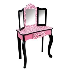 Fashion Leopard Prints Gisele Play Wooden Vanity Set Pink / Black - Teamson Kids -Professional Childrens Furniture Store GUEST ed6443c6 0ae7 4f64 8d93 4da37504f1aa