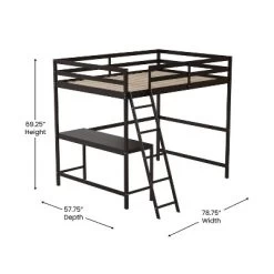 Flash Furniture Riley Loft Bed Frame With Desk, Wooden Bed Frame With Protective Guard Rails & Ladder For Kids And Teens -Professional Childrens Furniture Store GUEST ede2fa94 2702 48a0 baaa a355da124c0c