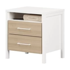 Munich 2 Drawer Nightstand - White/Soft Elm - South Shore -Professional Childrens Furniture Store GUEST ee832656 4a0f 47a8 94e9 7b293e4c9fc9