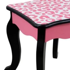 Fashion Leopard Prints Gisele Play Wooden Vanity Set Pink / Black - Teamson Kids -Professional Childrens Furniture Store GUEST f050d564 4cd2 4618 9bbe dede3daf9263