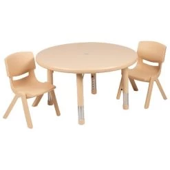 Flash Furniture 33" Round Plastic Height Adjustable Activity Table Set With 2 Chairs -Professional Childrens Furniture Store GUEST f0585844 7f3c 489b a343 8c77ded8eae9