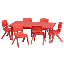 Flash Furniture 24"W X 48"L Rectangular Plastic Height Adjustable Activity Table Set With 6 Chairs -Professional Childrens Furniture Store GUEST f08b2baa 3508 46fb ab68 84577b42adf0 1