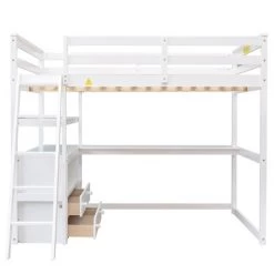 Full Size Loft Bed With Desk, Shelf And Two Built-in Drawers - ModernLuxe -Professional Childrens Furniture Store GUEST f162aca7 0cd4 4e45 bd28 73850a8743e3