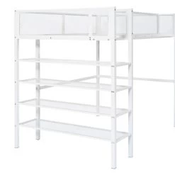 Metal Twin Size Loft Bed With 4 Shelves And Storage - ModernLuxe -Professional Childrens Furniture Store GUEST f2bccca9 5ae4 4306 9596 bd1982511e52