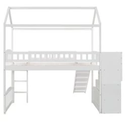 Twin Size House Shape Loft Bed With Two Drawers And Slide - ModernLuxe 15 Twin Size House Shape Loft Bed With Two Drawers And Slide - ModernLuxe -Professional Childrens Furniture Store GUEST f372c384 0c74 4b52 80f3 64d8feb349ff